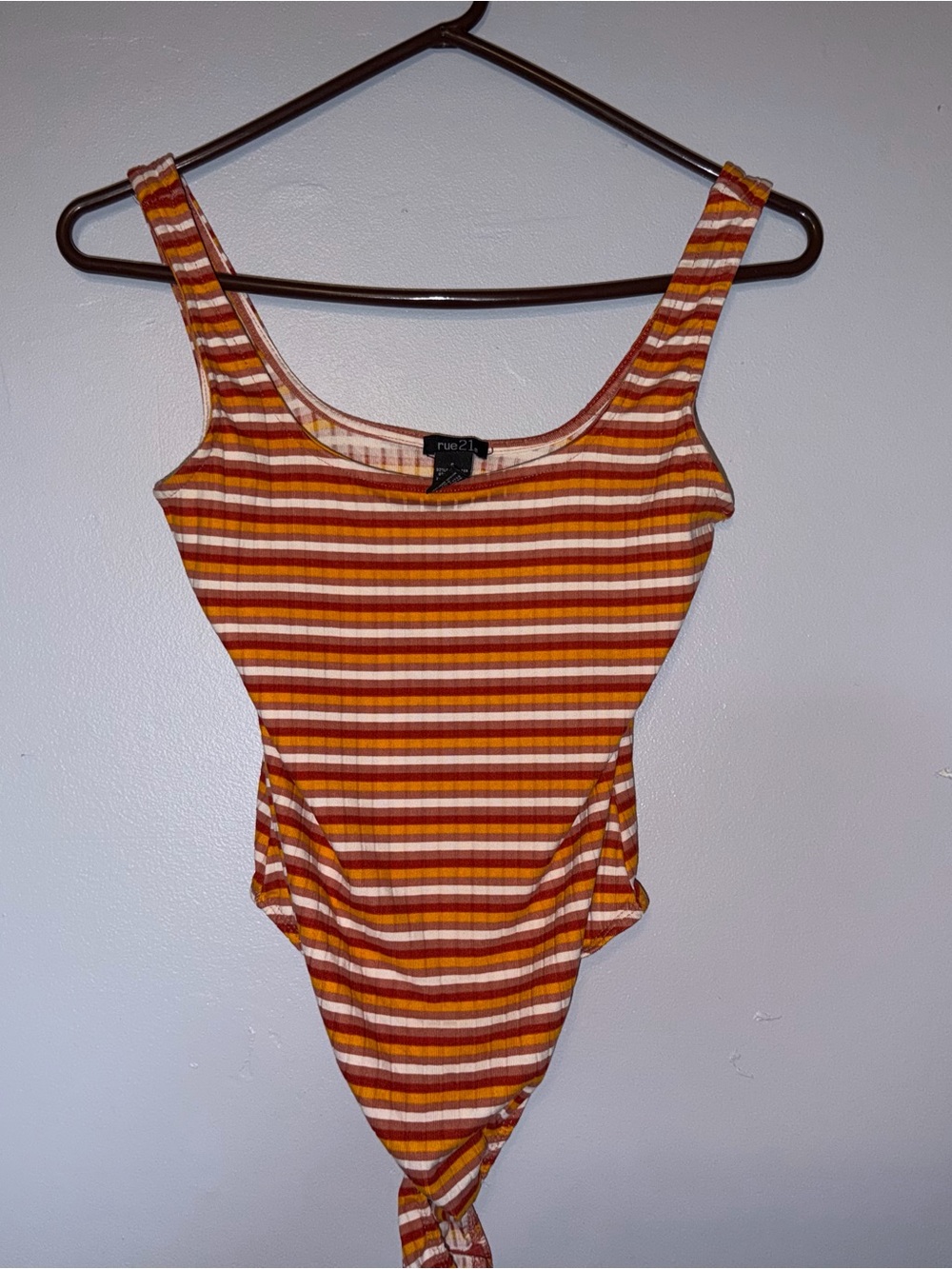 Rue21 Kids Ribbed Tank One-Piece in Orange, Yellow & White Stripes
